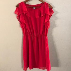 H&M Ruffle Neck Sleeveless Red Mini Dress